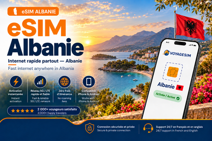 eSIM Albanie — forfait de données VoyageSIM