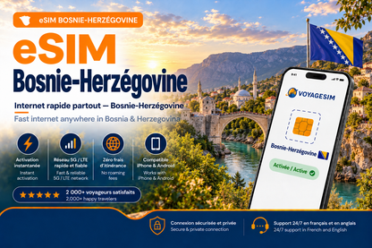 eSIM Bosnie-Herzégovine — forfait de données VoyageSIM
