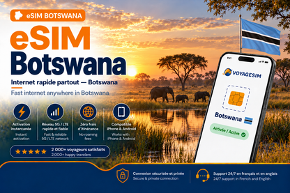 eSIM Botswana — forfait de données VoyageSIM
