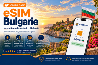 eSIM Bulgarie — forfait de données VoyageSIM
