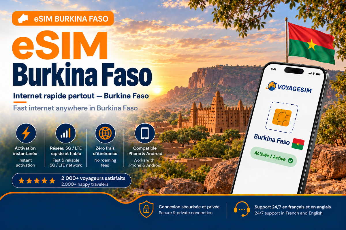 eSIM Burkina Faso — forfait de données VoyageSIM