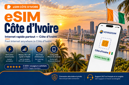 eSIM Côte d’Ivoire — forfait de données VoyageSIM