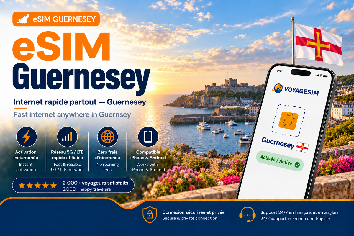 eSIM Guernesey — forfait de données VoyageSIM