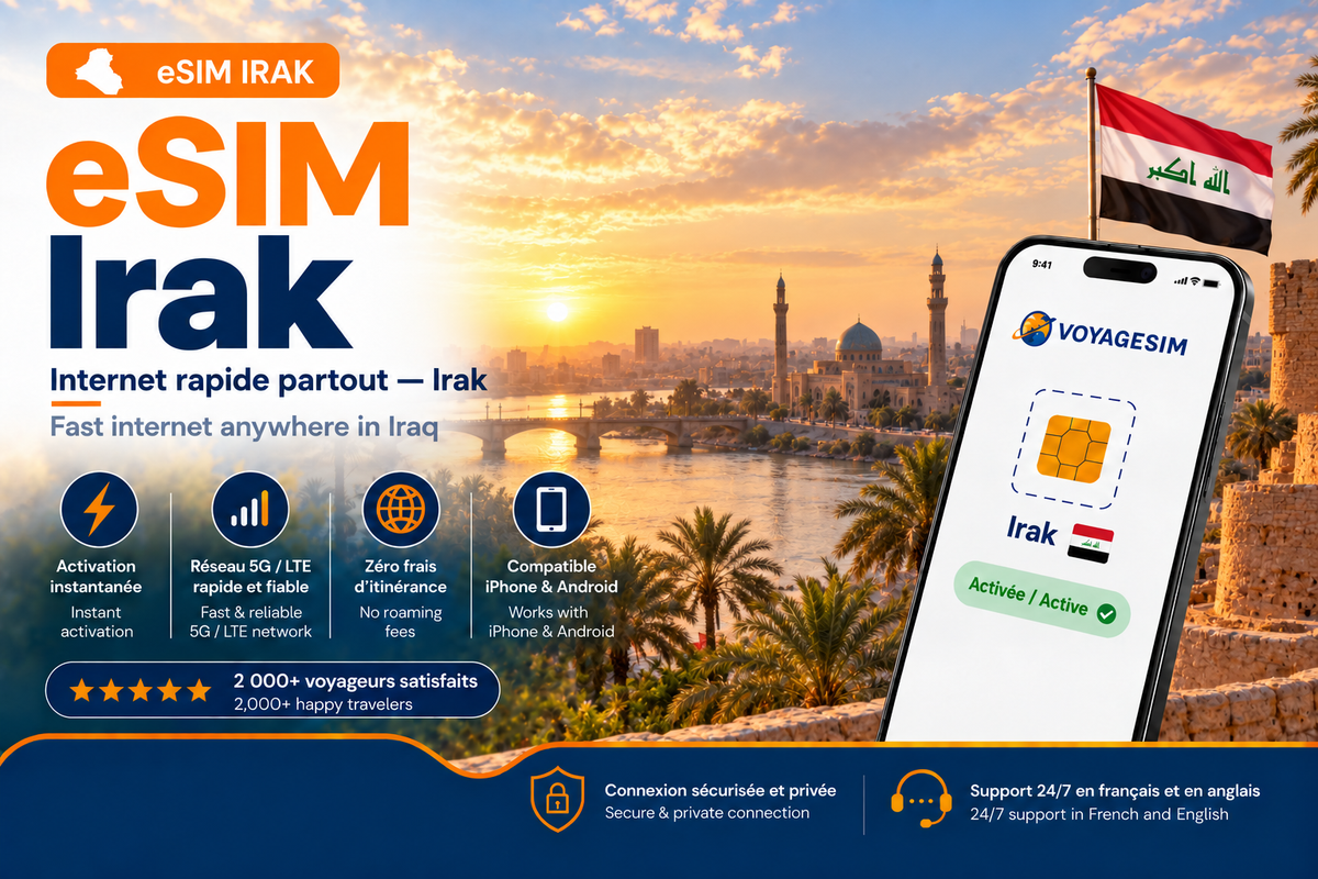 eSIM Irak — forfait de données VoyageSIM