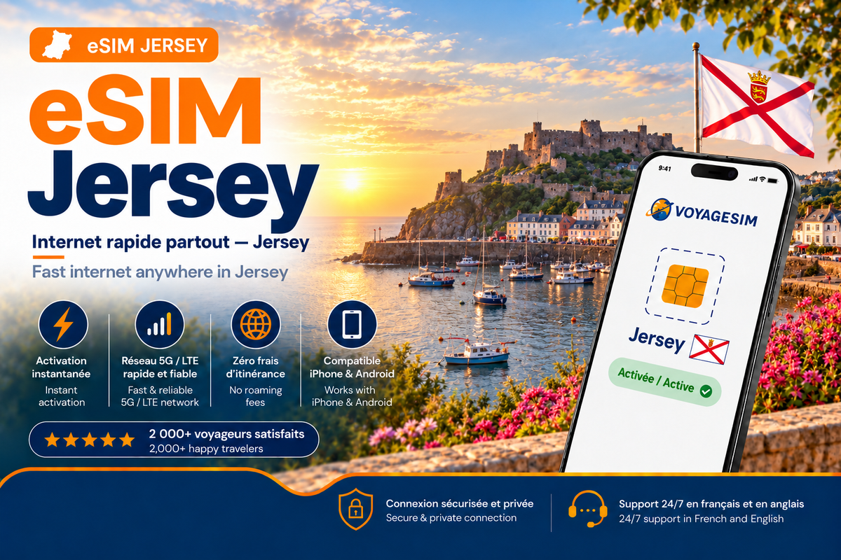 eSIM Jersey — forfait de données VoyageSIM