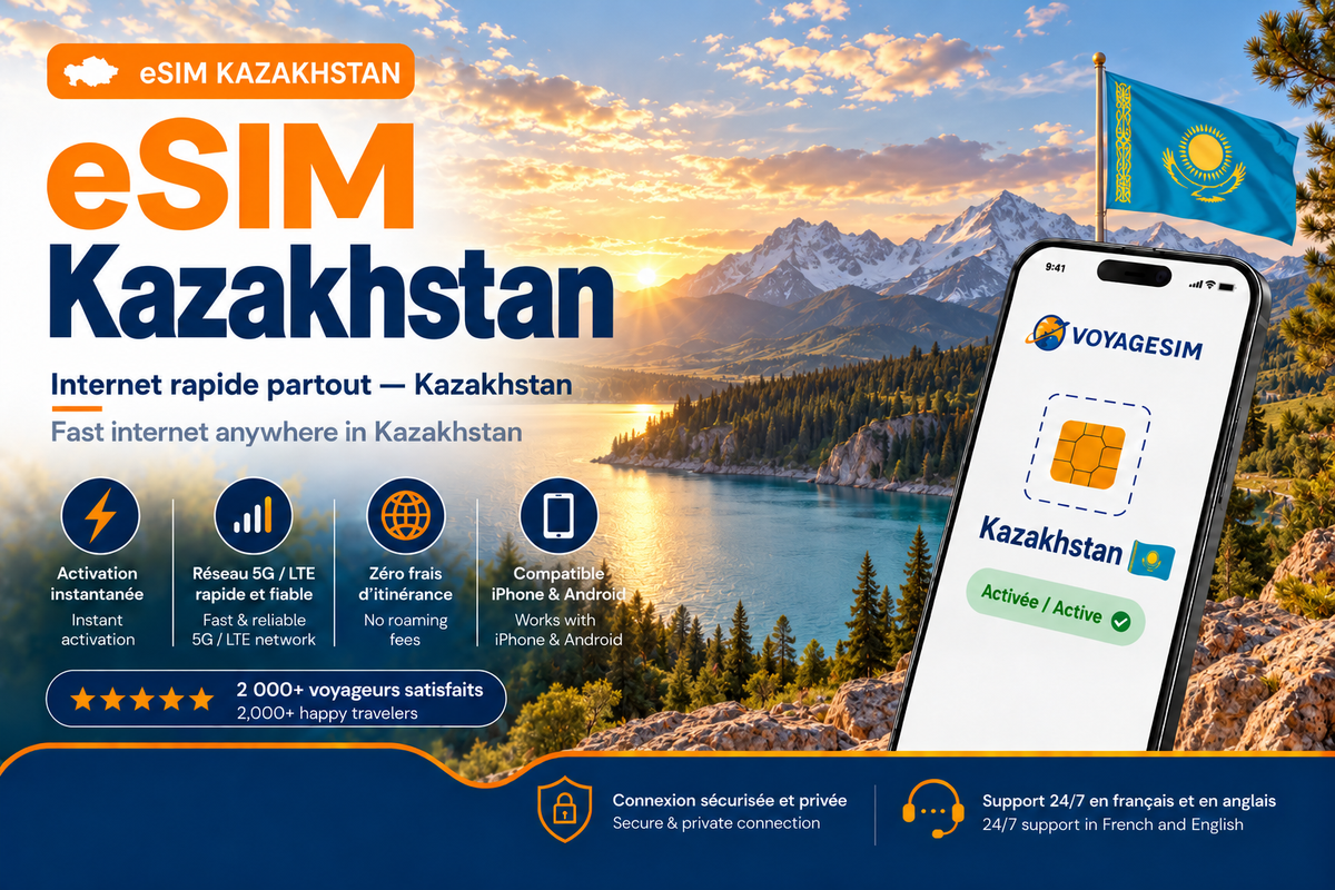 eSIM Kazakhstan — forfait de données VoyageSIM