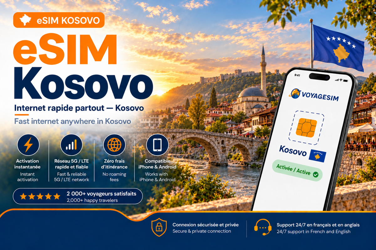 eSIM Kosovo — forfait de données VoyageSIM