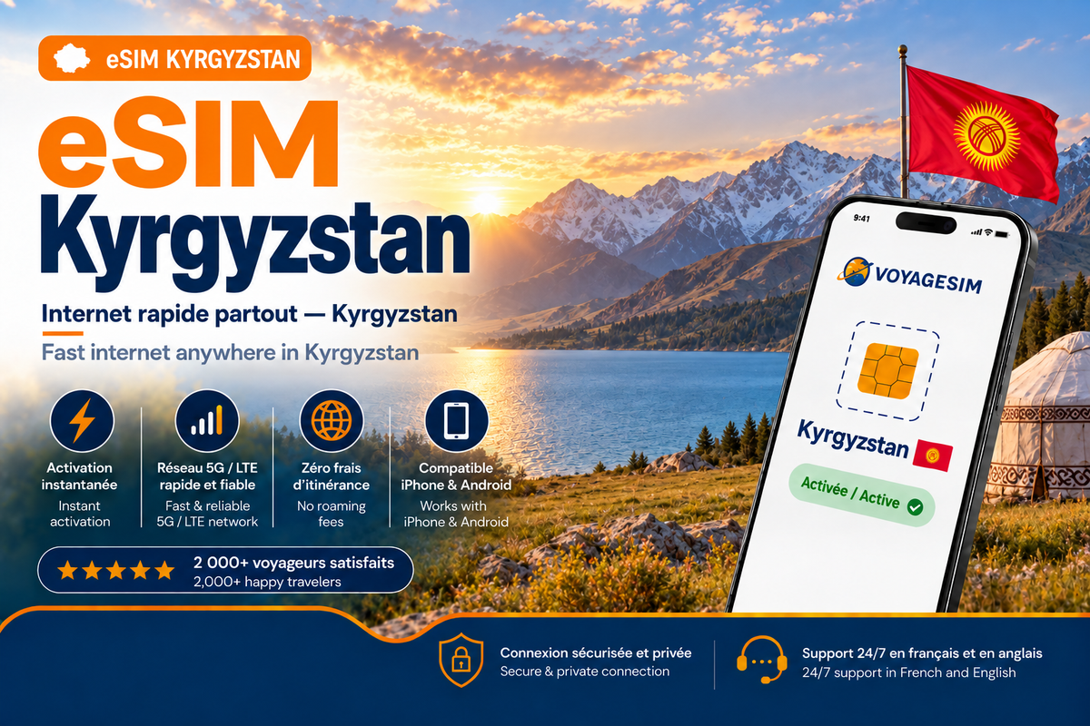 eSIM Kyrgyzstan — forfait de données VoyageSIM