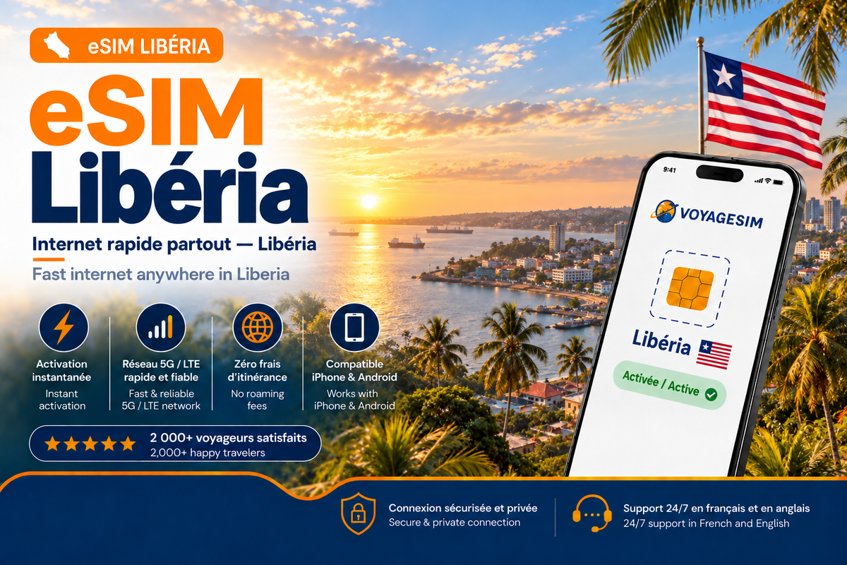 eSIM Libéria — forfait de données VoyageSIM