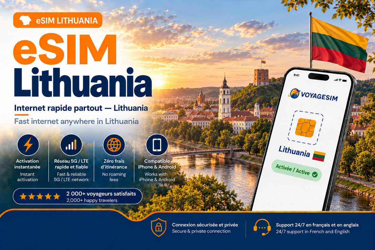 eSIM Lithuania — forfait de données VoyageSIM