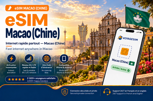 eSIM Macao (Chine) — forfait de données VoyageSIM