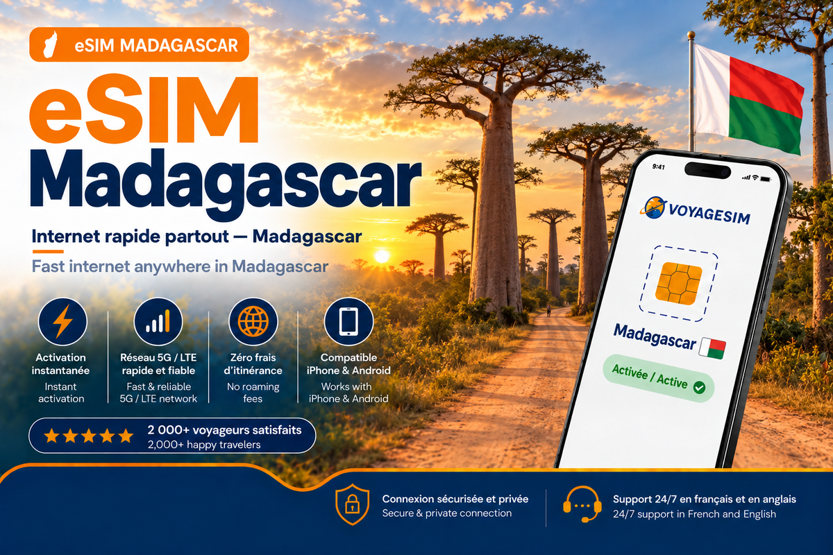 eSIM Madagascar — forfait de données VoyageSIM