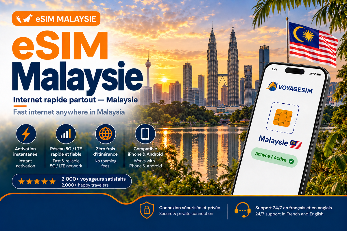 eSIM Malaysie — forfait de données VoyageSIM