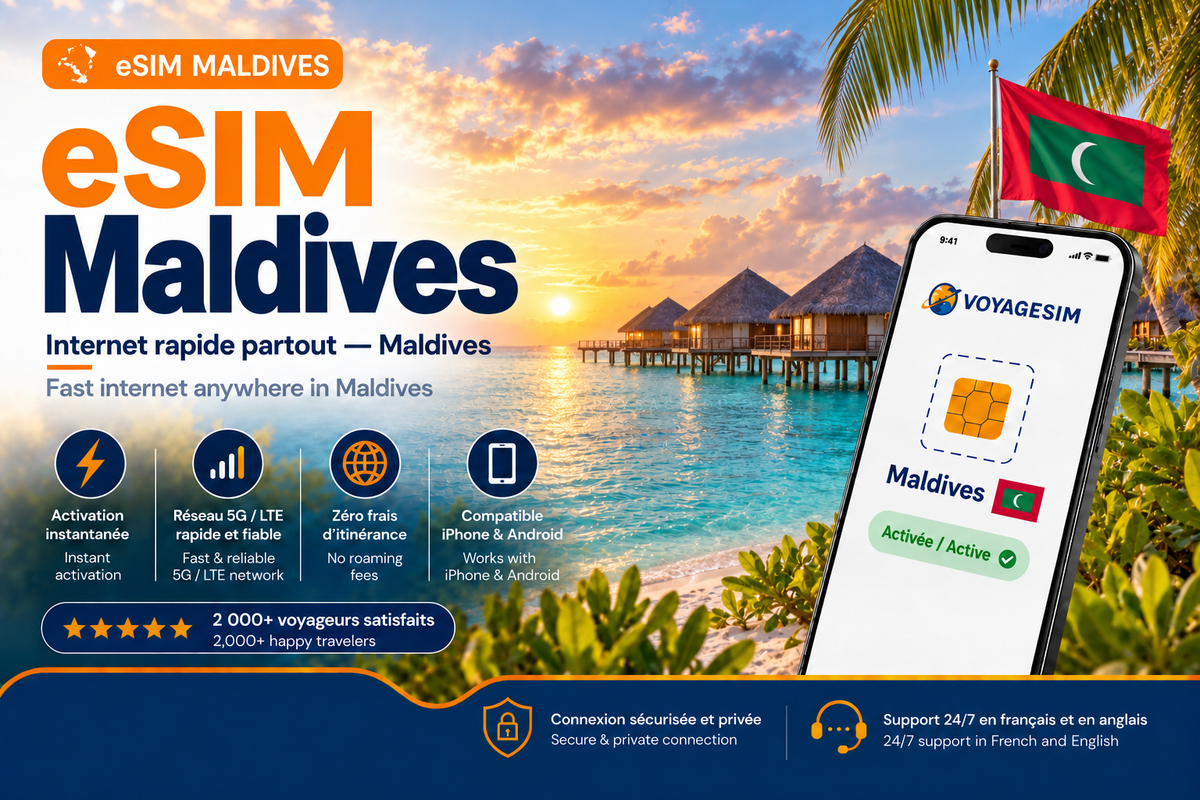 eSIM Maldives — forfait de données VoyageSIM