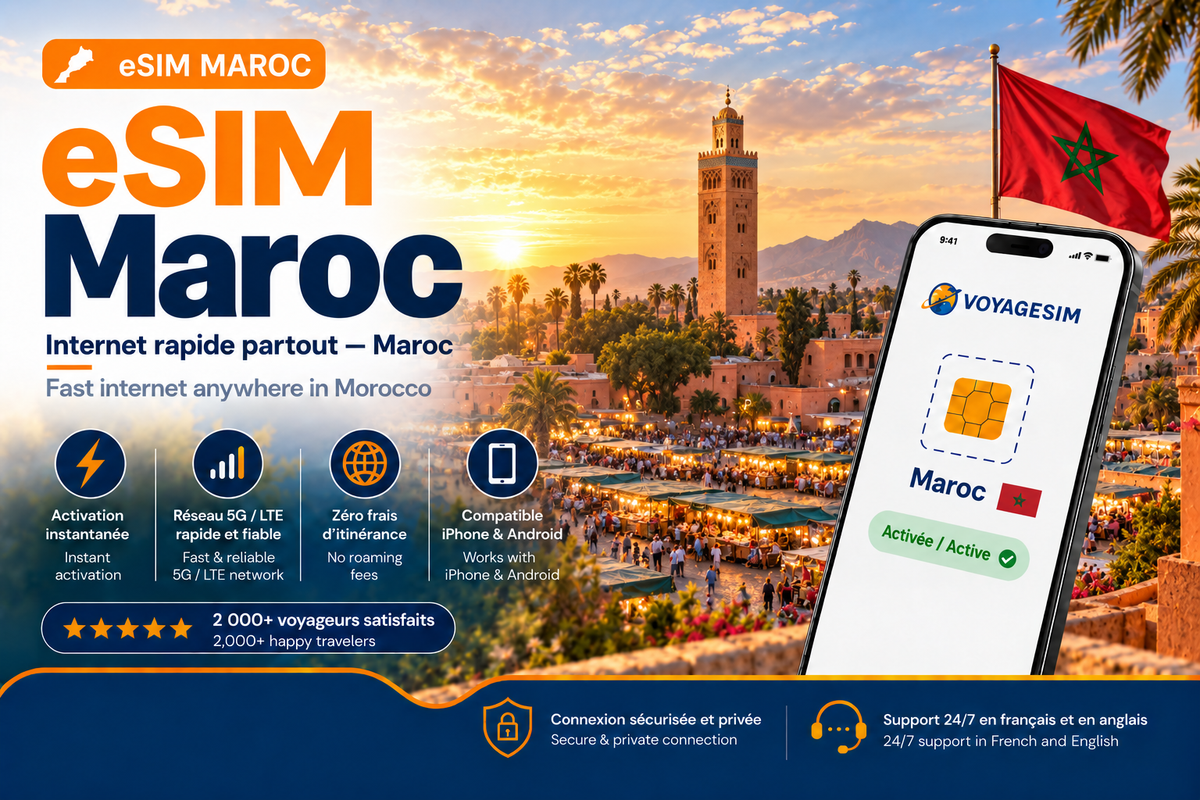 eSIM Maroc — forfait de données VoyageSIM