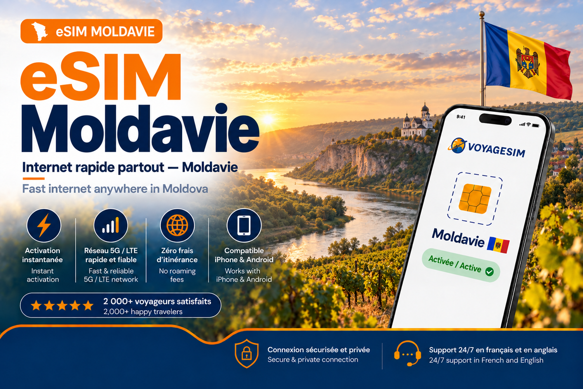 eSIM Moldavie — forfait de données VoyageSIM