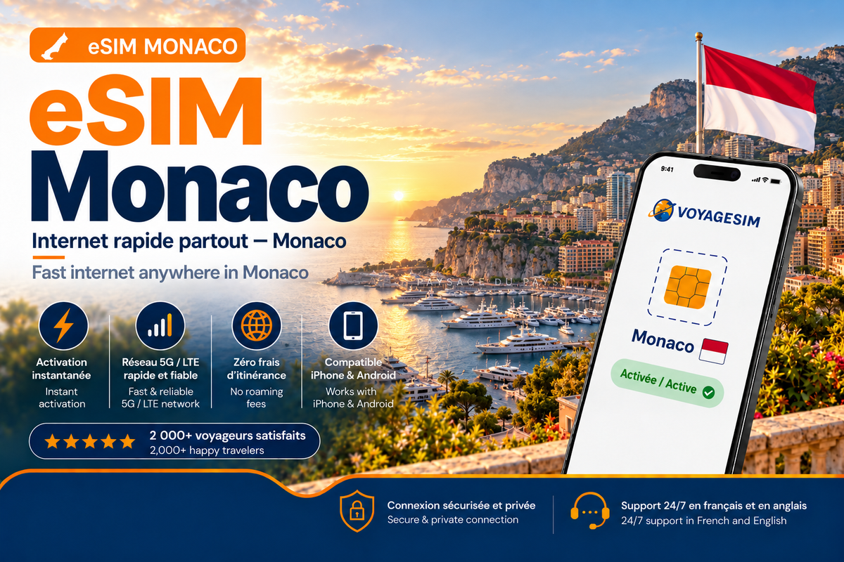 eSIM Monaco — forfait de données VoyageSIM