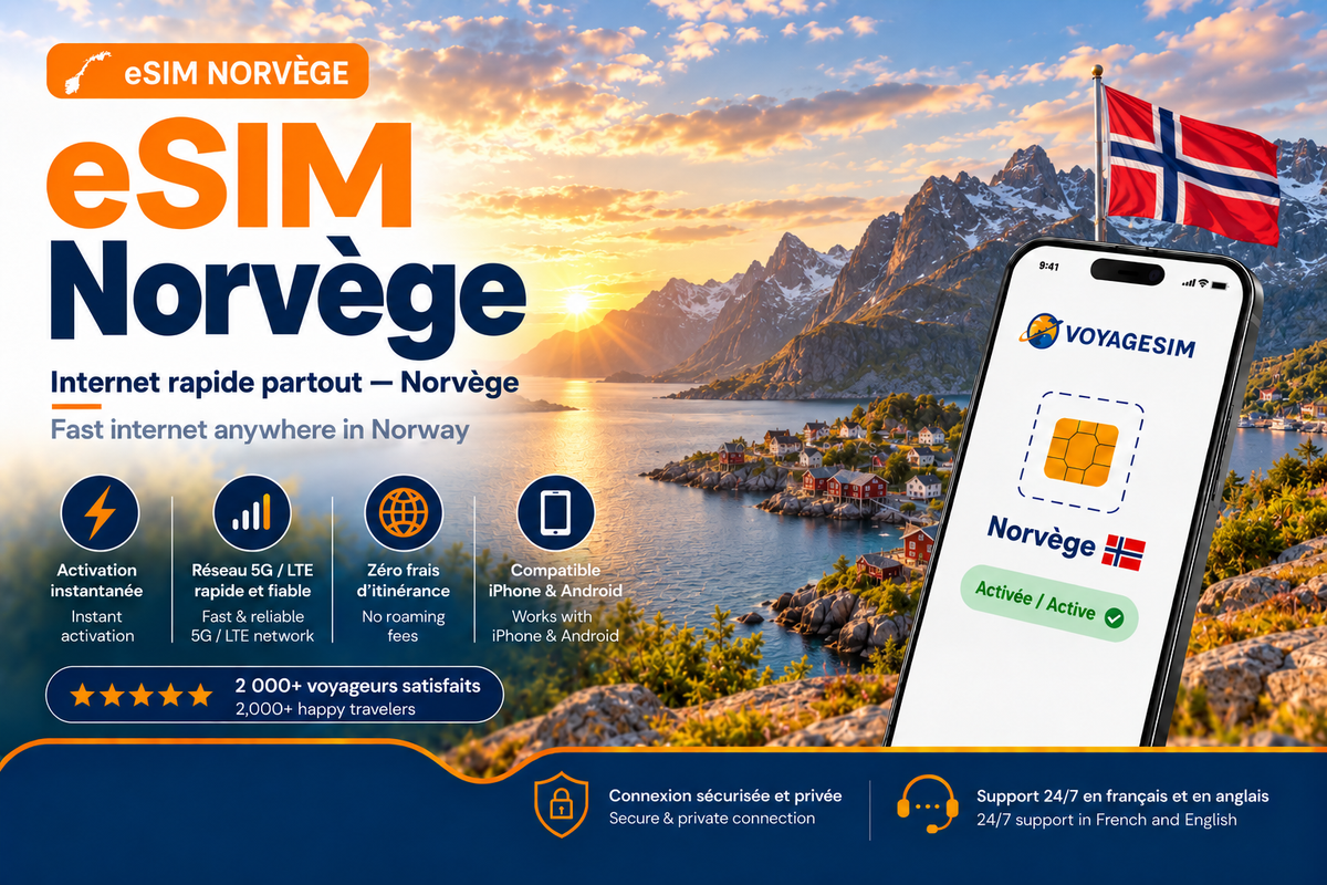 eSIM Norvège — forfait de données VoyageSIM