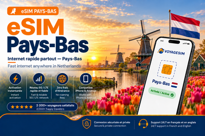 eSIM Pays-Bas — forfait de données VoyageSIM