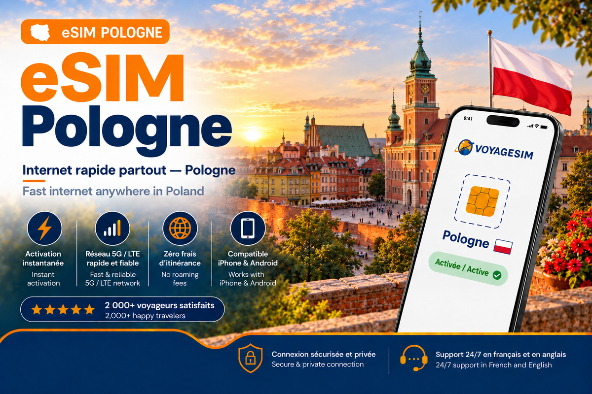 eSIM Pologne — forfait de données VoyageSIM