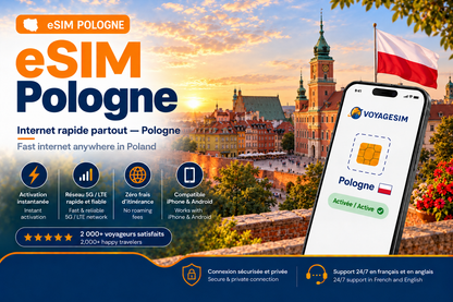 eSIM Pologne — forfait de données VoyageSIM