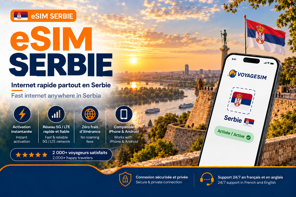 eSIM Serbie – Internet mobile de voyage