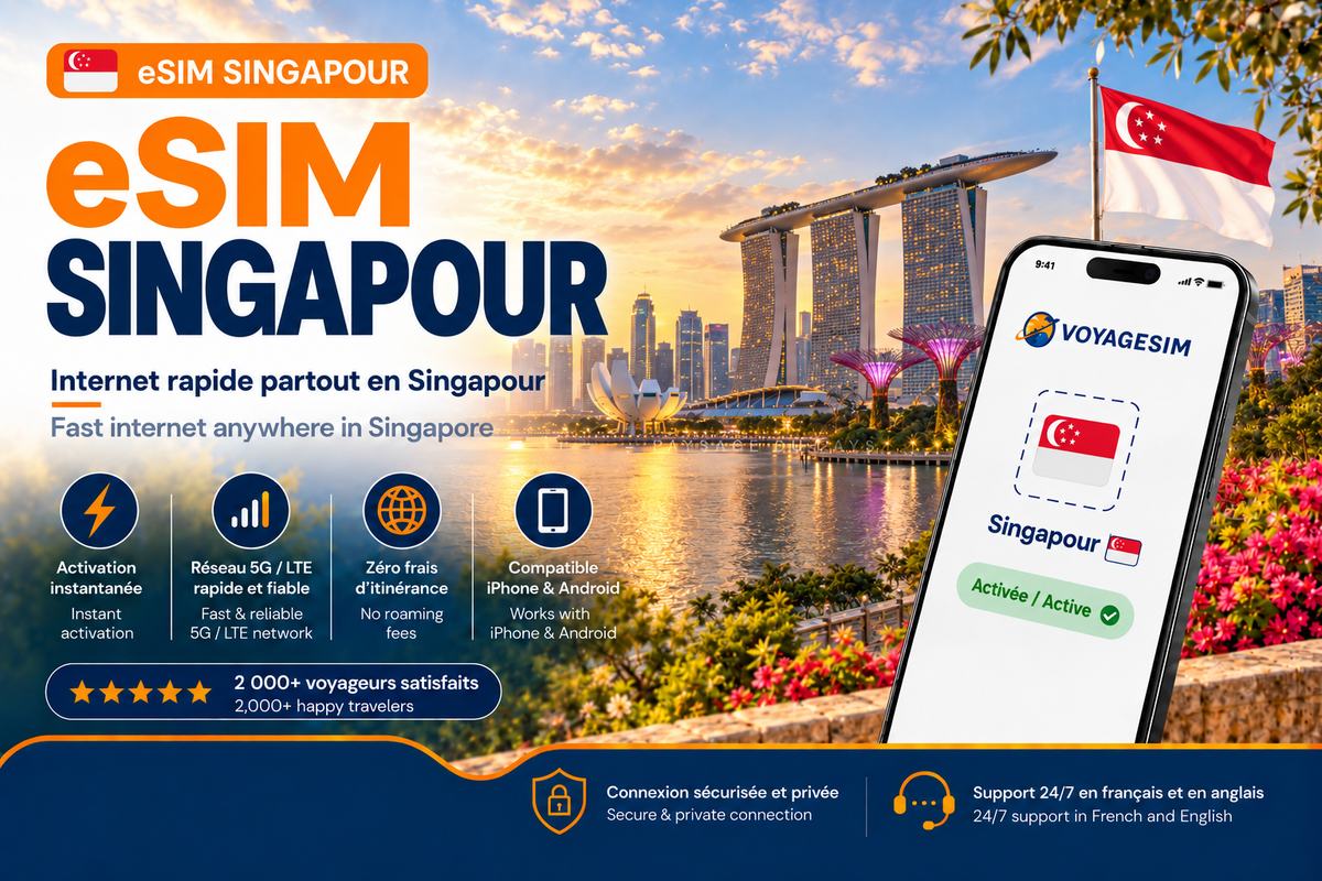 eSIM Singapour – Internet mobile de voyage