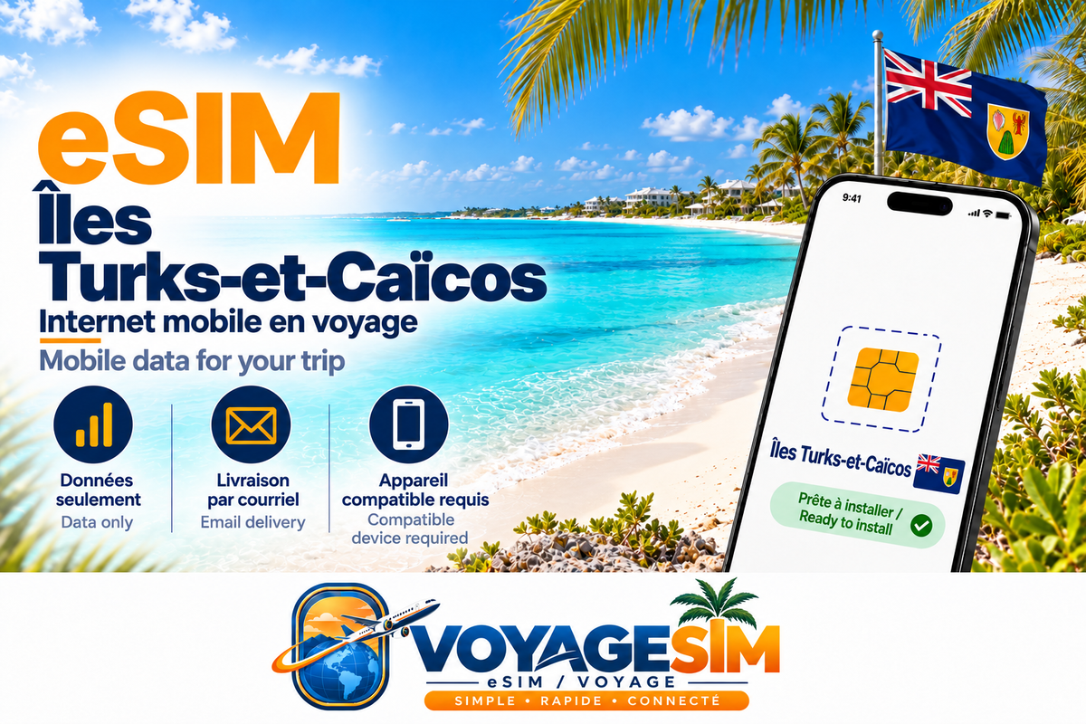 eSIM Îles Turks-et-Caïcos — VoyageSIM / Turks and Caicos Islands eSIM