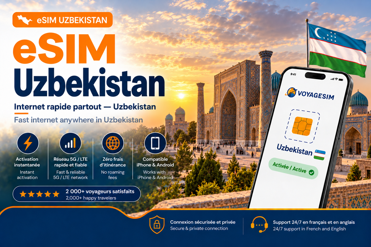 eSIM Uzbekistan — forfait de données VoyageSIM